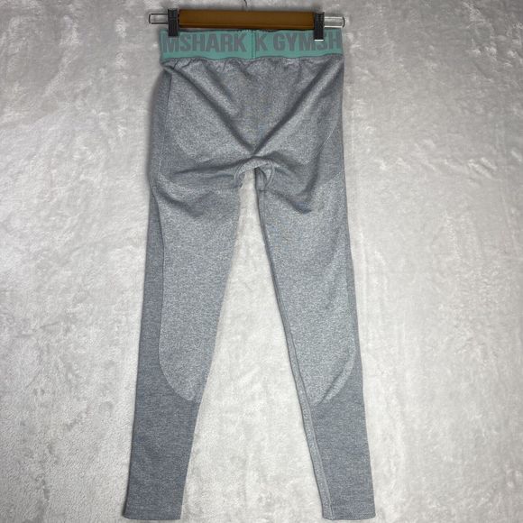 Gymshark Leggings Womens Small Flex Smokey Grey Marl Light Green Seamless - Picture 2 of 8